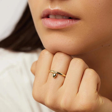 Pure Love Golden Heart Ring in Sterling Silver