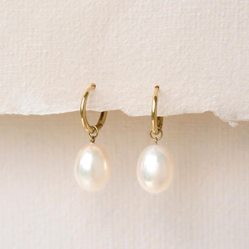 Bold Pearl Huggies Earrings in 92.5 Sterling Silver