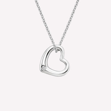 Sweetheart Outline Necklace in 92.5 Sterling Silver