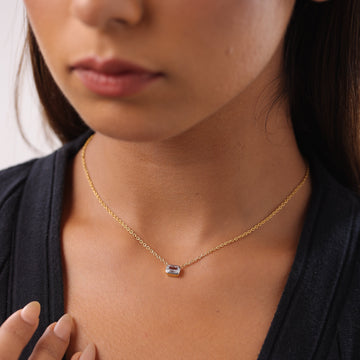 Emerald Diamond Bezel Necklace