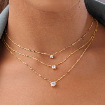 Dainty Solitaire Diamond Necklace