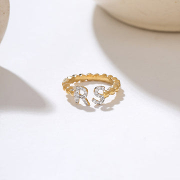 Gold Bead Initial RIng
