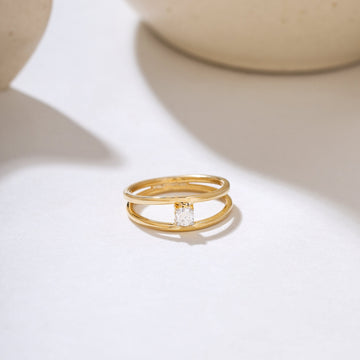 Solitaire Double Band Ring
