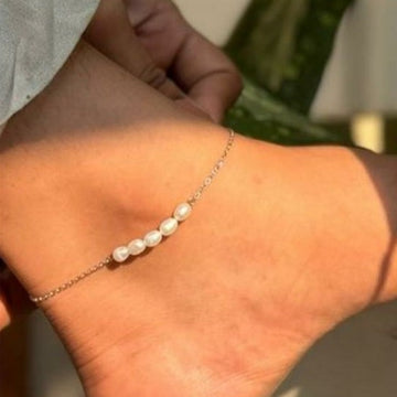 Shell Pearl Anklet in Sterling Silver