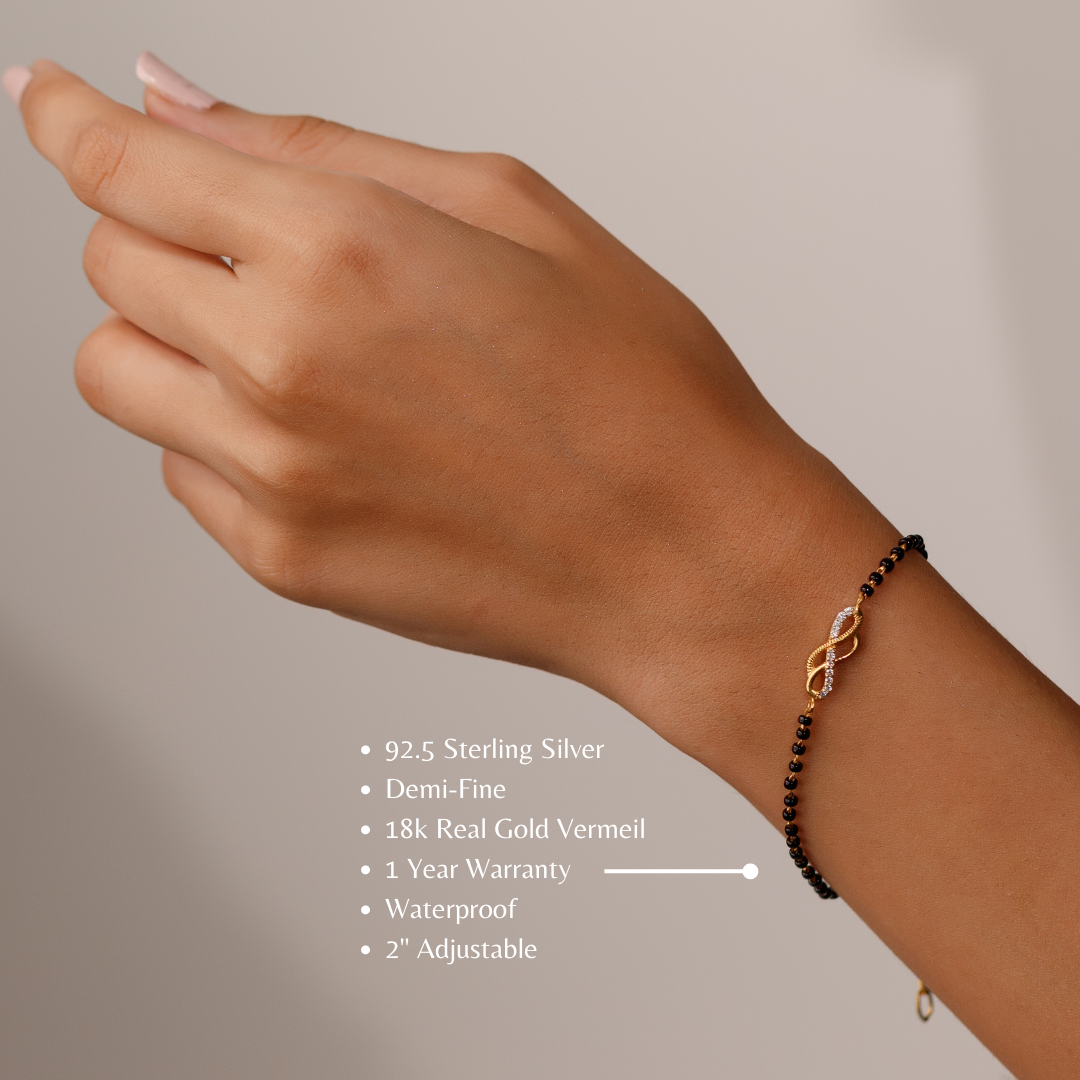 925 Silver Double Row Mangalsutra Bracelet with Zircon center units I  Shobitam Jewelry | Mangalsutra bracelet, Zircon, Mangalsutra