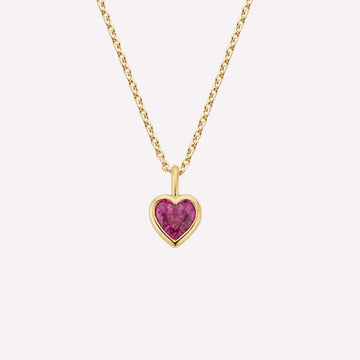 Golden Pink Heart Pendant with Sterling Silver Chain