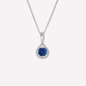 Pave Twist Stone Necklace in Sterling Silver