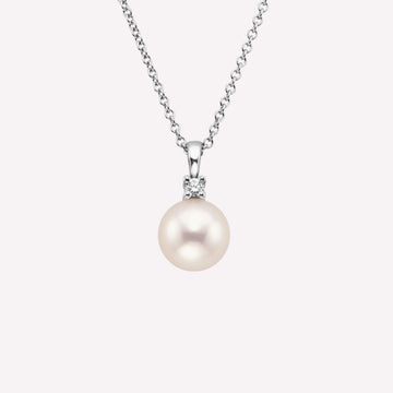 Radiant Pearl Diamond Sterling Silver Necklace