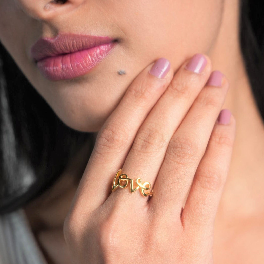 Buy Love Ring. Solid Silver Love Ring. Gold Love Ring. Rose Gold Love Ring.  Cursive Love Ring. Love Rings. Cursive Love Word Ring. Silver Rings. Online  in India - Etsy